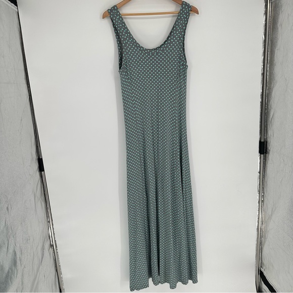 Soft Surroundings Gray & Teal Polka Dot Maxi Dress Medium - Picture 1 of 5